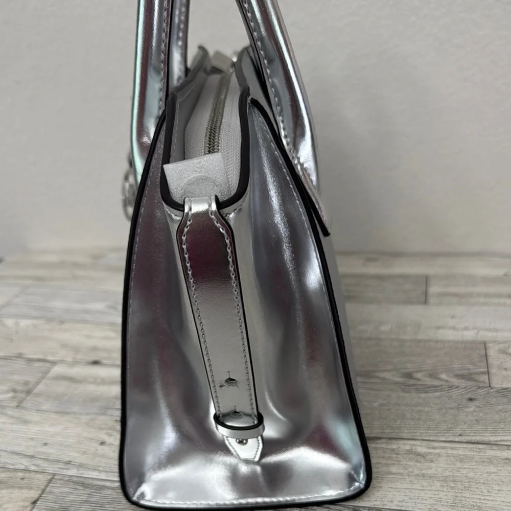 Michael Kors Avril Small Silver Satchel NWT